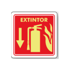 señalamiento con imagen de extintor de vinil