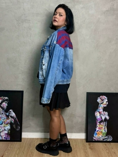 JAQUETA JEANS BOMBER XADREZ na internet
