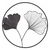 Adorno de Parede Redondo Metal C/2 Folhas de Ginkgo Biloba Preto 45,5cm Mart