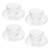 Cj 4 Xícaras P/Café C/Pires Cristal Pearl Bolinha Transparente 80ml Wolff