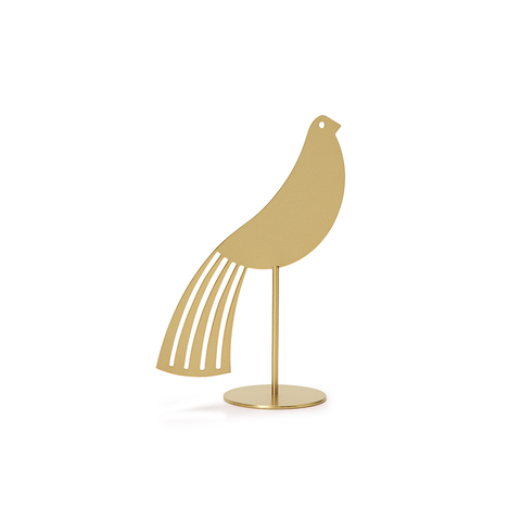 Escultura Decorativa Pássaro Dourado em Metal 18x6,5cm Mart
