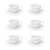 Cj 6 Xícaras P/Café C/Pires de Porcelana Branca Maldivas 80ml Wolff