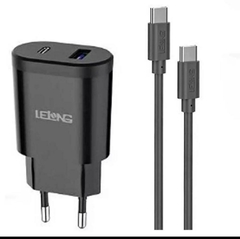 CARREGADOR FONTE TURBO RÁPIDO COM CABO TIPO C DUPLO USB 5.1A LELONG LE-283CC - comprar online
