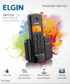 Telefone Sem Fio Elgin TSF8001 - Identificador de Chamada Viva Voz Preto - comprar online