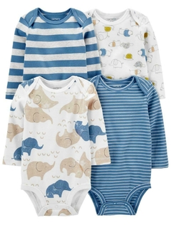 Kit Body Manga Longa Elefante 4 pçs - CARTER´S - comprar online