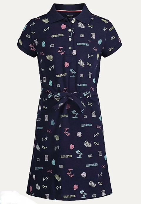 Vestido Gola Azul Estampado - TOMMY HILFIGER