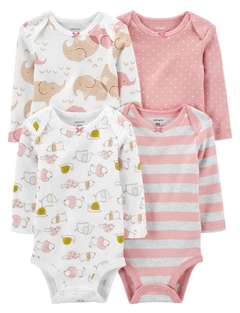 Kit Body Manga Longa Elefanta 4 pçs - CARTER´S