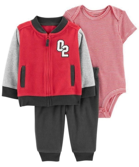 Conjunto Fleece Casaco Bicolor - CARTER´S