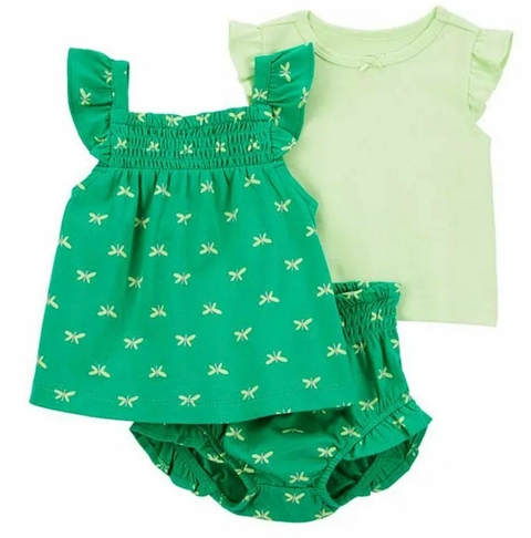 TRIO Menina Verde Borboleta - CARTER´S