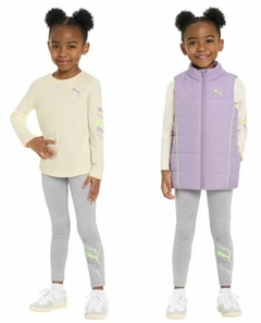 CONJUNTO TRIO COLETE PUFFER LILÁS MENINA - PUMA - JOYKIDSSTORE