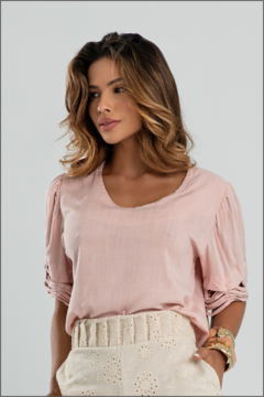 Blusa viscolinho tiras manga - comprar online