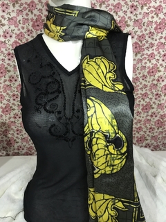 Lenço / echarpe de seda pura (100% natural) - Yellow - Quero touca!