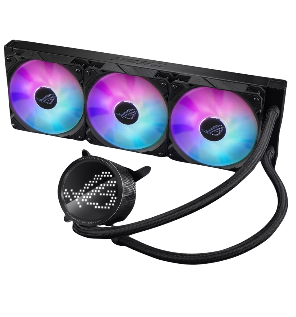 ASUS ROG RYUO III ARGB l All-In-One Liquid Cooler l aRGB Pump Cap l Ventiladores aRGB silenciosos e potentes l Potencial de resfriamento excepcional l Para a próxima geração de Motherboards l Suporte ao controlador AniMe Matrix™ l Escolha 240mm ou 360mm