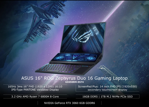 ASUS ROG Zephyrus Duo 16 Gaming Laptop l 165Hz 16" 1920 x 1200 IPS Display l Pantone Validated Display l 14 inch FHD IPS 1920x550 secondary touchscreen display l 32GB DDR5 4800MHz RAM | 2TB PCIe 4.0 Performance SSD | NVIDIA GeForce RTX 3060 6GB GDDR6 l 3.2 GHz AMD Ryzen 7 6800H 8-Core l 16GB DDR5 | 1TB SSD l GX650RM-ES74 - Loja do Jangão - InterBros