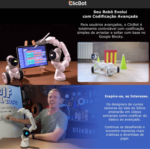 Clicbot Robô Modular Full Kit | Para se Divertir e Aprender Codificação | Programa Educacional STEM | APP Programável | Aulas Semanais Ao Vivo | Idade de + 8 anos e Adultos | Premiado o Melhor do Mundo - comprar online