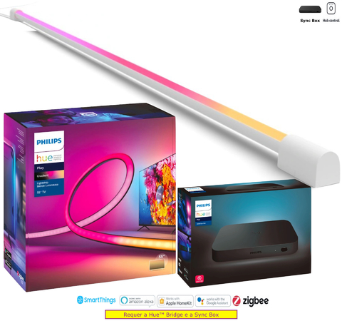 Philips Hue Play Gradient Lightstrip Fita de LED 55" + Hue Light Tube Large + Hue Sync Box TVs de 55" até 65" - comprar online