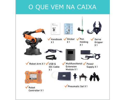 Wlkata Mirobot Professional Kit , 6 Axis Robotic Arm Open Source Dev Kit, Simulação de Fábrica 4.0 Inteligente & Educação AIoT , +5 anos , New , Upgraded - comprar online