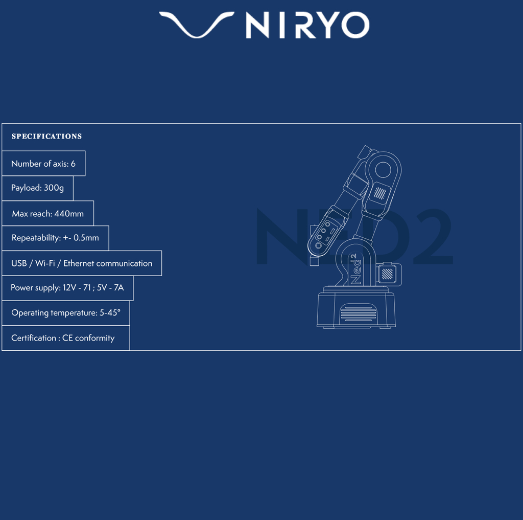 Niryo Ned 2 Braço Robótico Colaborativo , Novo Cobot de Seis Eixos - loja online