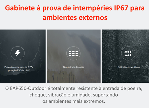 TP-Link EAP650 Mesh Outdoor Omada True WiFi6 AX3000 Gigabit IP67 , Pronto para uso comercial, Alcance de até 300 mts - Loja do Jangão - InterBros