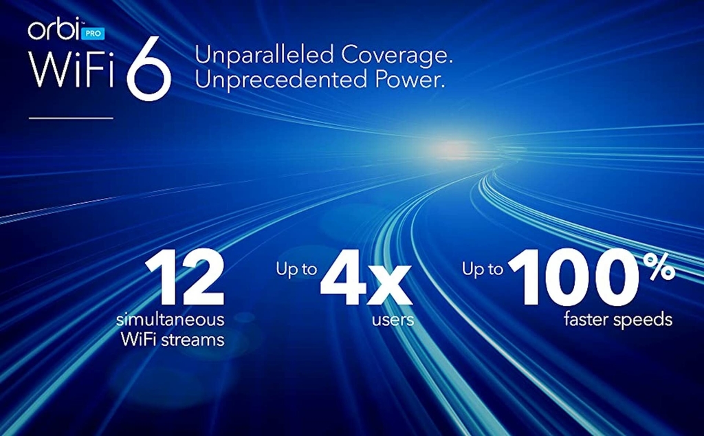 Netgear Orbi Pro SXK80B2 AX6000 WiFi6 Mesh Até 6Gbps | 4 SSIDs, VLAN, QoS | Triband Gigabit Mesh | 550m² - Loja do Jangão - InterBros