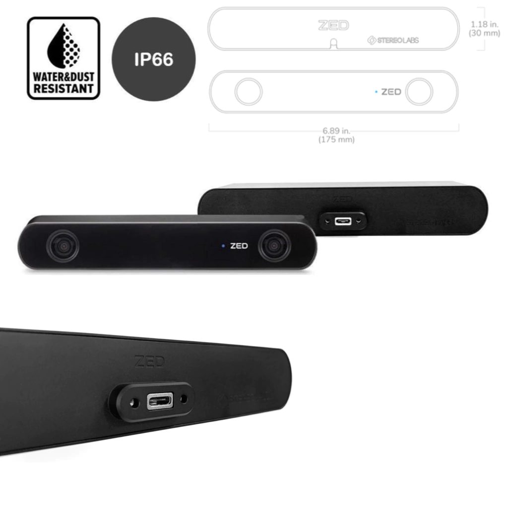 Stereolabs ZED 2i Ai Stereo Depth Camera IP66 | Distância Focal das Lentes 2.1 mm | With Polarizer - loja online