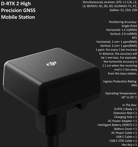 DJI D-RTK 2 High Precision GNSS Mobile Station l Estação Base Móvel l Drones UAV l Compatível com Agras, Matrice 300 RTK e Phantom 4 RTK l Pronta Entrega na internet