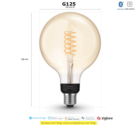 Philips Hue G125 l Lâmpada Bluetooth Filamento l Retrô Vintage l Globo Gigante l 220V l Compatível com Alexa, Apple Homekit & Google Assistant | Funciona com Bluetooth e/ou com a Hue Bridge on internet