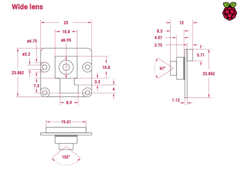 Raspberry Pi Camera Module 3 12 MP Auto Focus , Escolha: Standard , NoIR , Wide , Wide NoIR