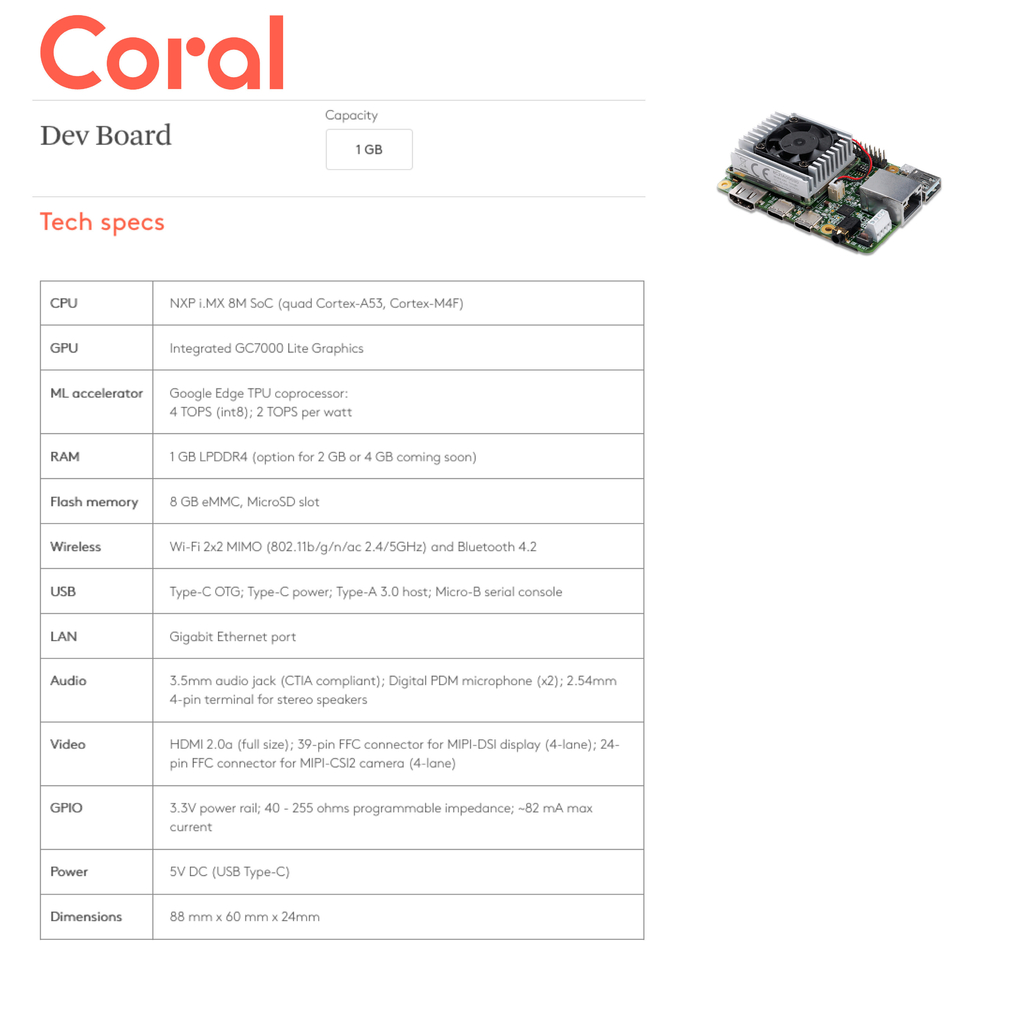 Coral Dev Board 1GB RAM + Coral Camera Module - Loja do Jangão - InterBros