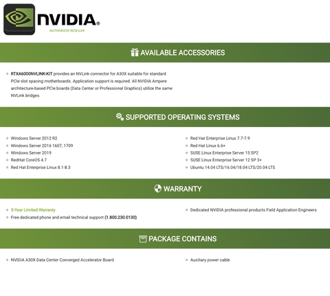 NVIDIA PNY A30X Data Center GPUs , Converged Accelerators , NVA30XTCGPUCA-KIT na internet