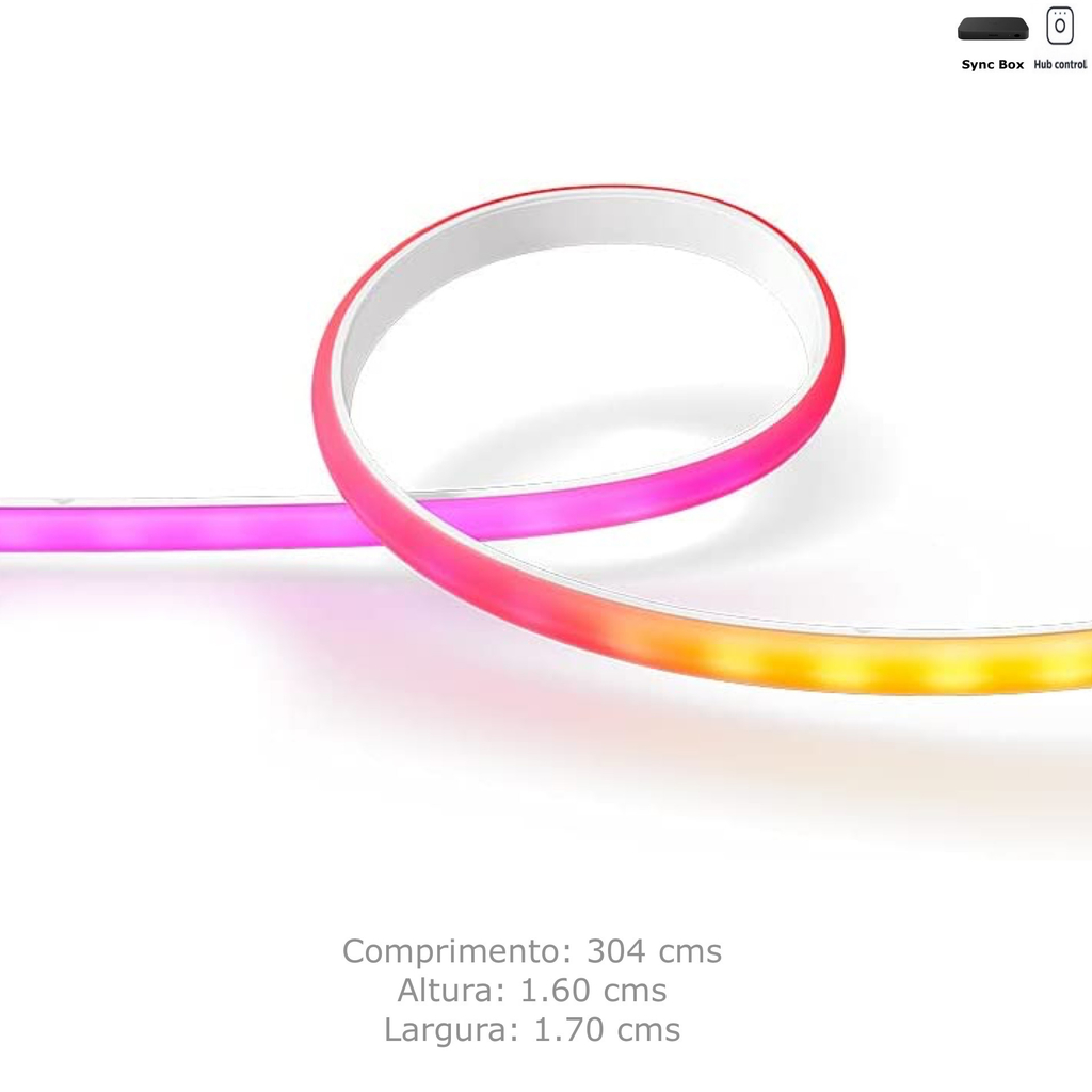 Philips Hue Play Gradient Lightstrip Fita de LED 75" + Hue Light Tube Large + Hue Sync Box TVs Maiores do que 75"