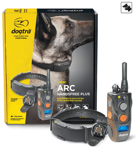 Novo Dogtra ARC HANDSFREE PLUS | Cães Acima de 16 Kgs | Expansível até 2 Cães | Sistema com Colar Ergonômico de Treinamento Remoto | Alcance de até 1,2 Kms | A Prova D' Água | Com o Sistema HandsFree Preciso, Intuitivo e Discreto