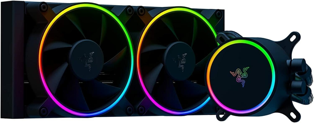 Razer Hanbo Chroma RGB l All-In-One Liquid Cooler l aRGB Pump Cap l Ventiladores aRGB silenciosos e potentes l Resfriamento líquido silencioso e eficiente l Suporte ao controlador Pulse Width Modulation l Escolha 240mm ou 360mm