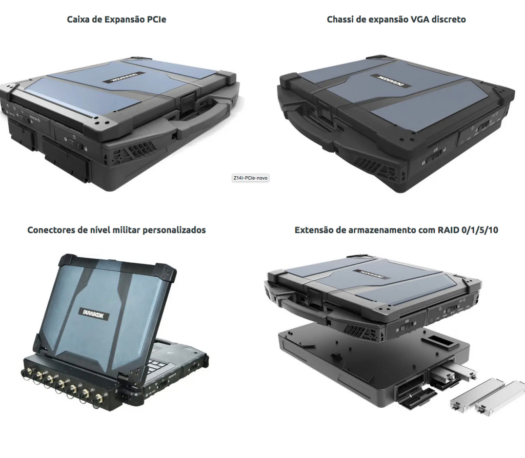 Imagen de Durabook l Z14I Rugged Laptop l Laptop Industrial Robusto l Tão forte quanto possível l Personalização sem limites.l 4.0” FHD DynaVue® SR display with 1000 nits l Personalizável l Projetado para os ambientes mais severos l Extremamente robusto certificado para resistência a névoa salina e fungos l Peça um orçamento