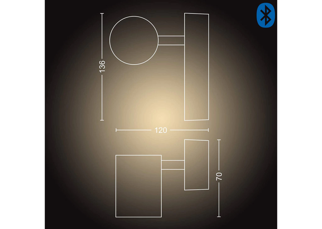Imagem do Philips Hue White Ambiance Adore Bathroom l Bluetooth l Smart Spot Light l Luminária Spot de Parede para Banheiros l Funciona com Bluetooth e/ou com a Hue Bridge