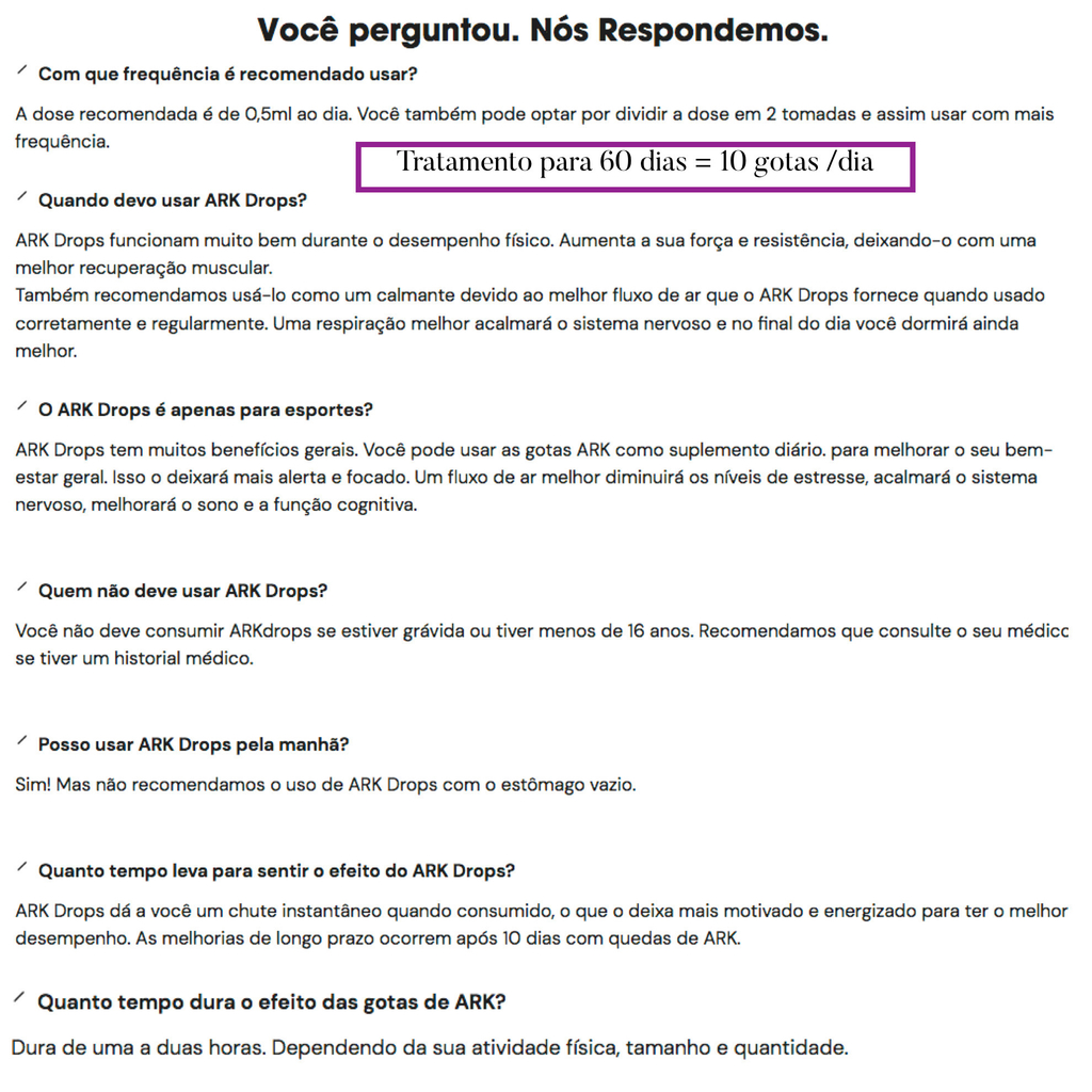 ARK Drops Suplemento Dietético Vegano Impulsionador de Desempenho e Respiração