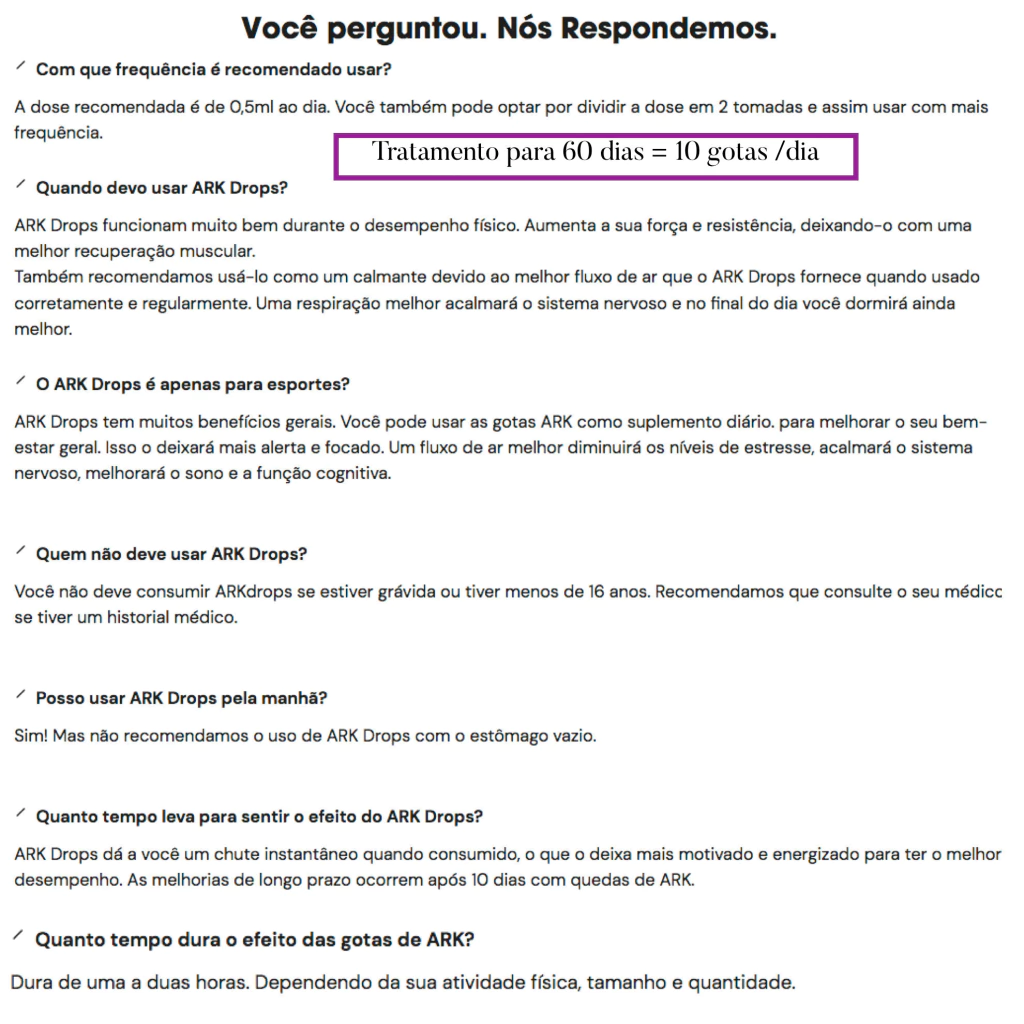 ARK Drops Impulsionador Natural de Desempenho