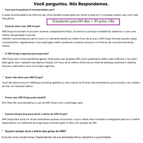 ARK Drops Impulsionador Natural de Desempenho