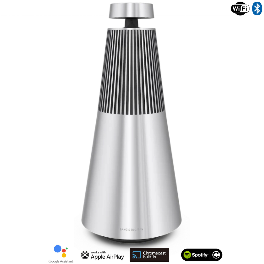 Bang & Olufsen Beosound 2 l Natural Aluminium l Wireless Multiroom Speaker l Auto Falante Multi-Room 360º l Acoustic Lens Technology l WiFi & Bluetooth l Chromecast & Google Assistant Integrados l Compatível com Apple 2 & Spotify Connect l Recomendado para áreas de 10m² até 60m²