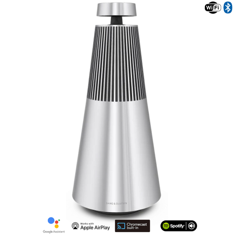 Bang & Olufsen Beosound 2 l Natural Aluminium l Wireless Multiroom Speaker l Auto Falante Multi-Room 360º l Acoustic Lens Technology l WiFi & Bluetooth l Chromecast & Google Assistant Integrados l Compatível com Apple 2 & Spotify Connect l Recomendado para áreas de 10m² até 60m²