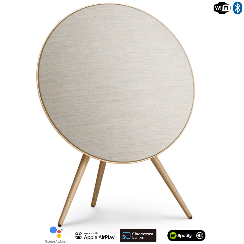 Bang & Olufsen Beoplay A9 , 4ª Geração , Impressionantes até 3.000W , Cor: Gold Tone with Light Oak Legs