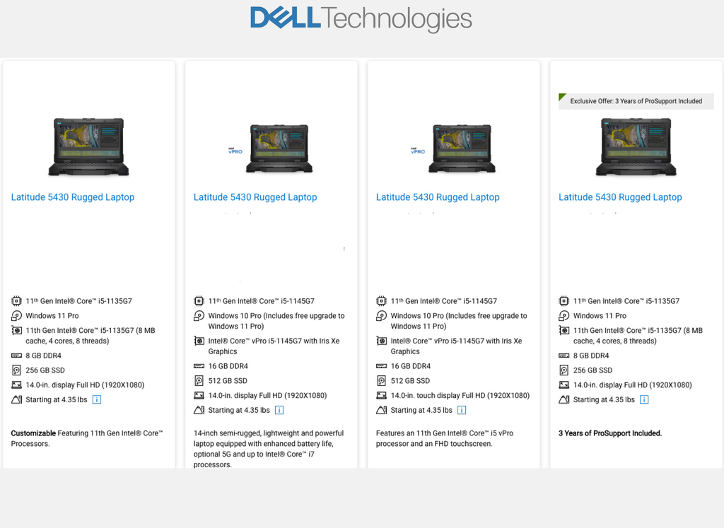 Dell Latitude 5430 Rugged Laptop Tablete Industrial Robusto , Elegante e Compacto , Projetado para os ambientes mais severos , Peça um orçamento , 8 GB DDR4 , 256 GB SSD 14" display Full HD (1920X1080) - comprar online