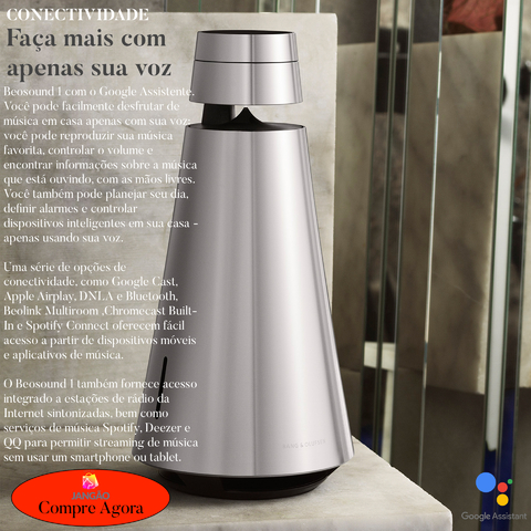 Image of Bang & Olufsen Beosound 1 l Cor Natural l Portable Wireless Wi-Fi and Bluetooth Speaker l Auto Falante Sem Fio Portátil 360º l Bateria de até 12 horas l Acoustic Lens Technology l WiFi & Bluetooth l Chromecast & Google Assistant Integrados l Compatível com Apple 2 & Spotify Connect l Recomendado para áreas de 10m² até 50m²