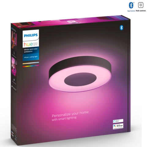 Philips Hue White & Color Ambiance Infuse l Smart Ceiling Large l Luminária Plafon de Teto Inteligente Grande l Feita para Espaços Maiores l WiFi e Bluetooth l Poderoso Fluxo Luminoso 3.700 lumen l LED Integrado l Compatível com Alexa, Apple Homekit & Google Assistant l Funciona com Bluetooth e/ou com a Hue Bridge na internet