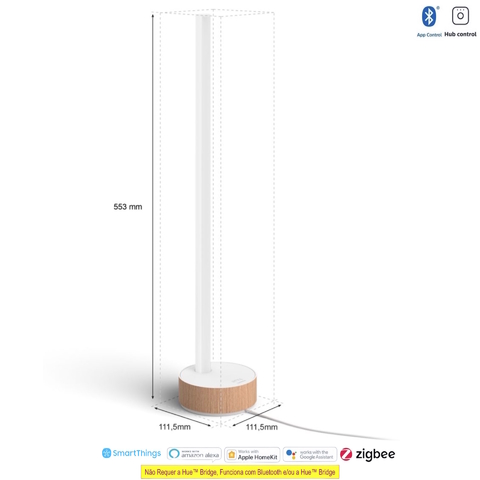 Imagem do Philips Hue White & Color Ambiance Gradient Signe Oak Wood-Toned Table Lamp 2ª Geração