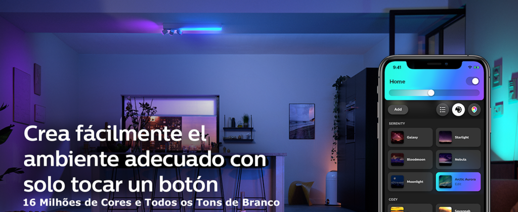 Philips Hue White & Color Ambiance Centris l Smart 4-Spots Ceiling Bar l Luminária de Teto l Ajuste cada Luz Individualmente l Poderoso Fluxo Luminoso 4.200 lumen l Compatível com Alexa, Apple Homekit & Google Assistant | Funciona com Bluetooth e/ou com a Hue Bridge - Loja do Jangão - InterBros