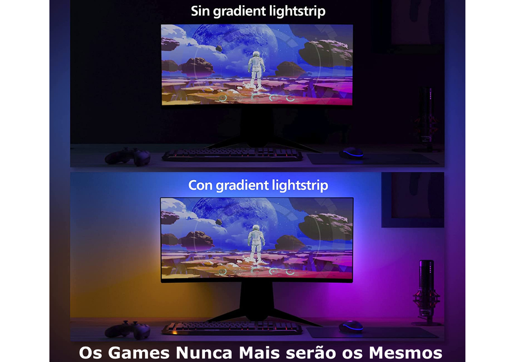 Philips Hue Play Gradient Lightstrip l Fita de LED Para Monitores PC e Mac 24" até 27" - Loja do Jangão - InterBros