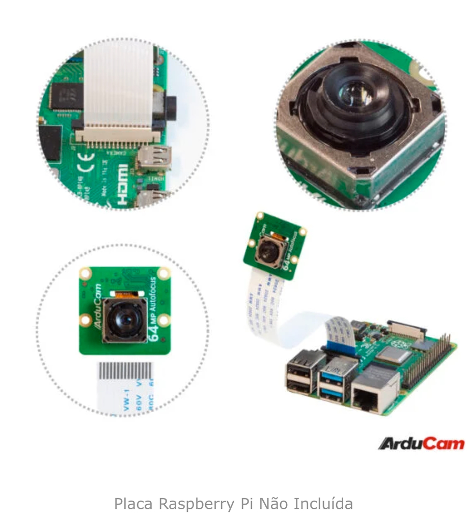 Arducam 64MP Ultra High-Resolution Autofocus Camera Module for Raspberry Pi, Compatible with Raspberry Pi & Smart Phones, B0399