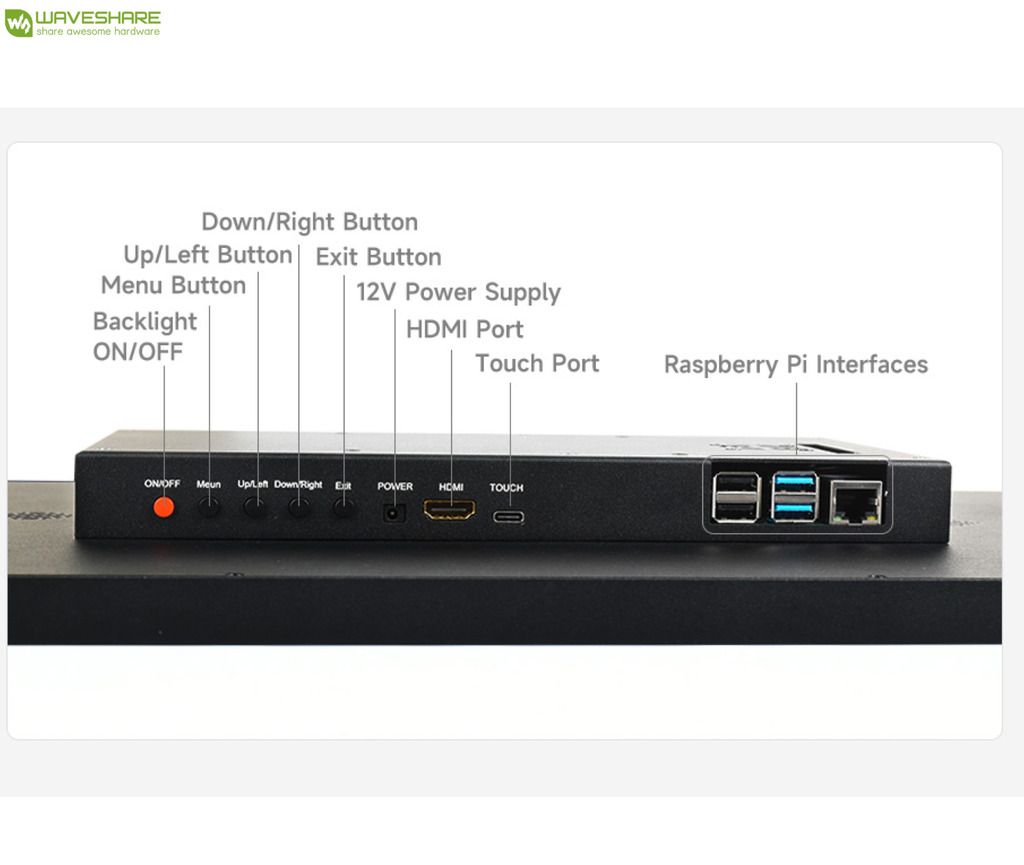 WaveShare Display 21.5" Industrial Capacitive 10-Point Touch Monitor, 1080×1920 Full HD, Optical Bonding Toughened Glass Panel,Raspverry Pi , Jetson Nano , Jetson NX, 24002 na internet