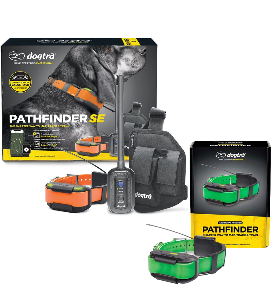 Dogtra Pathfinder SE 2 Cães | E-Collar Series GPS Rastrear e Treinar | Cães Acima de 15 Kgs | Pescoços Acima de 30 cms | Alcance de até 14,5 Kms | Expansível para até 21 cães | A prova d'água | Taxa de GPS de Atualização de 2 segundos | Requer Smartphone | Sem taxa de assinatura | Mapa de satélite gratuito e OFFLINE | Não Requer Sinal de Celular - comprar online